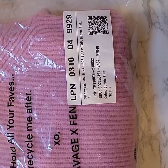 SAVAGE X FENTY MS. MINX KNIT STRAPPY CROP TOP SZ L BUBBLE PINK - Picture 6 of 7